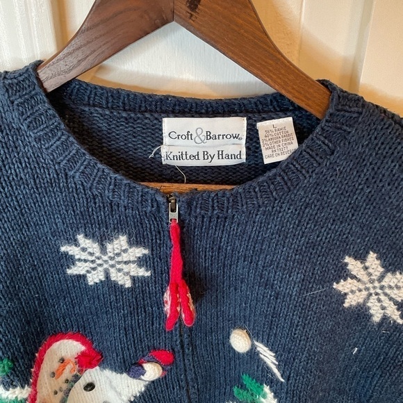 Croft & Barrow hand knitted zip up holiday sweater - Picture 5 of 9